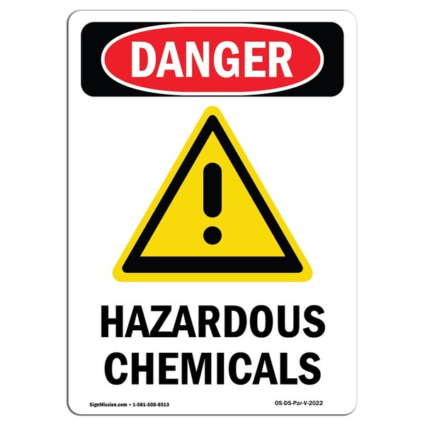 Safety Sign, OSHA Danger, 5" Height, Portrait, D-35-V-2022-10PK